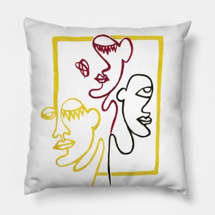 Yellow. Magenta. Black. Three Faces Pillow