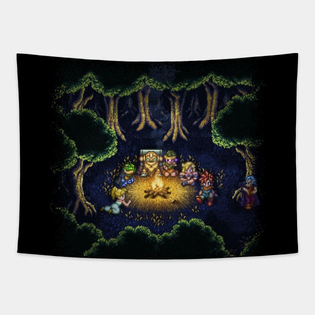 Chrono Camping PIxels Tapestry by Kari Likelikes