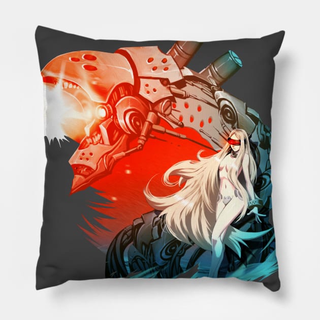 Red Horizon - Eva - Harnessing Chaos Pillow by JascoGames