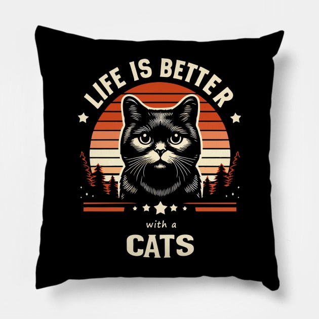Life Is Better With a Cats Pillow by SergioArt