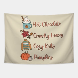 Hot Chocolate, Crunchy Leaves, Cozy Knits, Pumpkins Tapestry