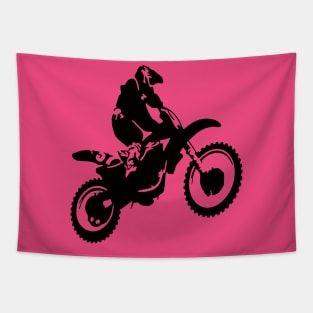 Moto X  Dirt Bike Monotone Vector Art - Black Tapestry