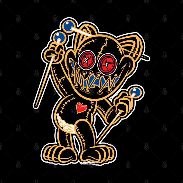 VooDoo Black Kitty Cat Doll Pittsburg Colors by eShirtLabs