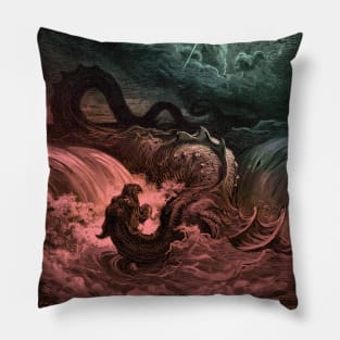 High Resolution Gustave Doré Illustration The Destruction of Leviathan Pillow