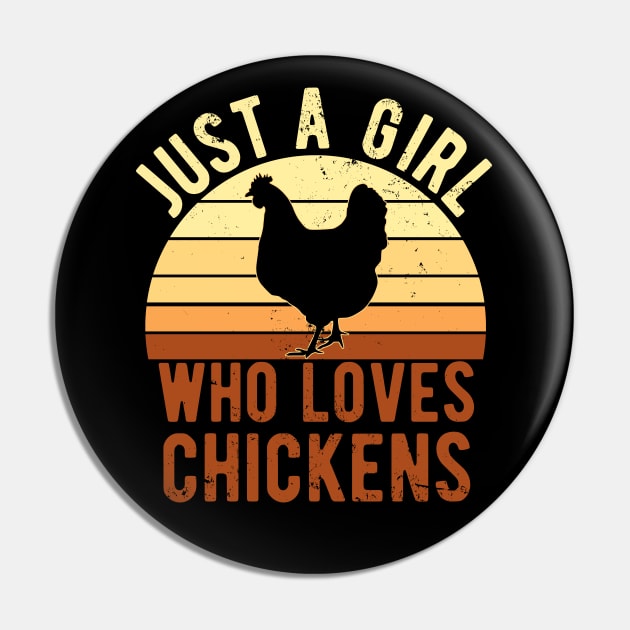 Just A Girl Who Loves Chickens for Chicken Lovers Gift Pin by Zen Cosmos Official