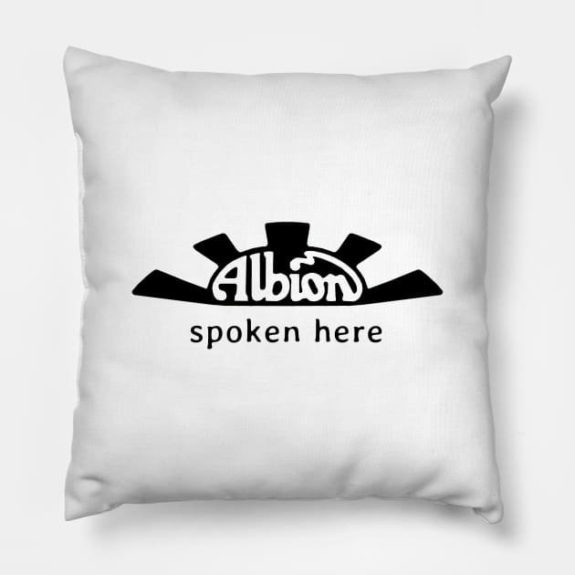 Albion 1960s classic lorry emblem "Albion spoken here" black Pillow by soitwouldseem