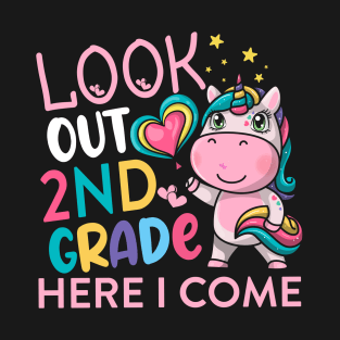 Kids Look Out 2nd Grade Grade Here I Come Unicorn T-Shirt