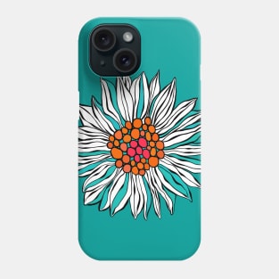 White Teal Orange Red Daisy Flower Phone Case