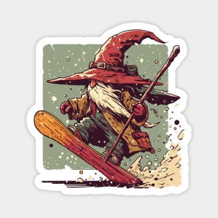 Funny Wizard snowboarder Magnet