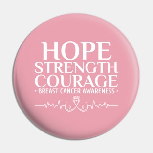 Hope Strenght Courage Breast Cancer Awareness Pin