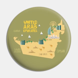 United Arab Emirates Illustrated Map Pin