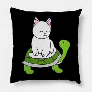 Kitty Cat Sits on Green Turtle Pillow