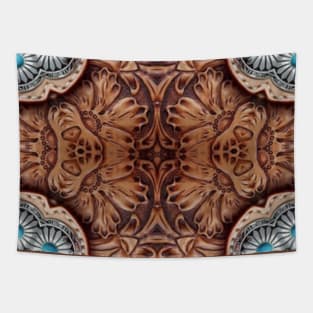 rustic turquoise brown cowboy leather Western country Tapestry