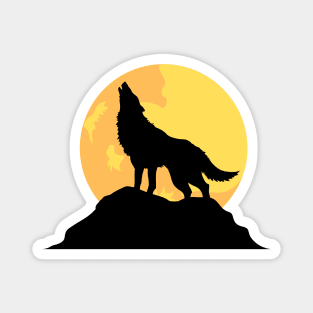 Howling Wolf Silhouette Magnet