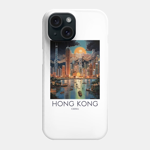 A Pop Art Travel Print of Hong Kong - China Phone Case by Studio Red Koala