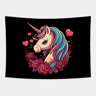 Valentines Unicorn Love Tapestry