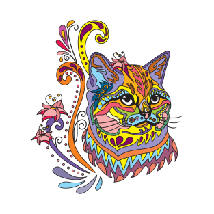 Colorful Ornamental Cat T-Shirt