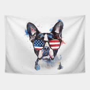 Boston Terrier 'Merica Sunglasses Tapestry