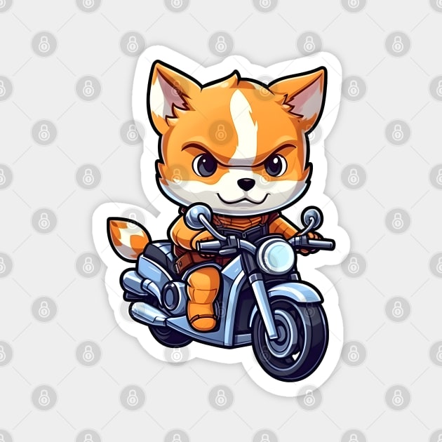 Cartoon Dog Rides Motorcycle to Fun Magnet by AestheticsArt81