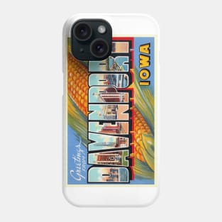 Greetings from Davenport, Iowa - Vintage Large Letter Postcard Phone Case