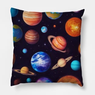 planets kawaii  T-Shirt outer space art Pillow