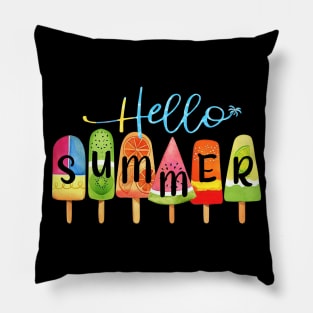 Hello Summer Vacation Ice Cream Popsicle Ice Girt For Men Women Pillow