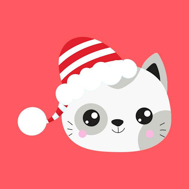 Christmas Cat, Cute Cat, Cat With Hat, Santa Hat by Jelena Dunčević