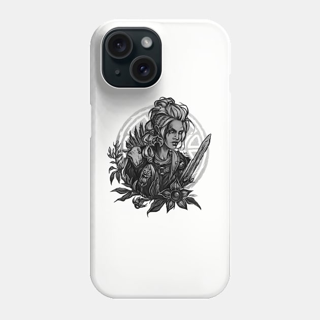 Valkyrie with deadly nightshade - tattoo style Phone Case by BTW-byMargo