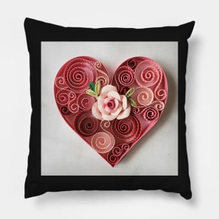 Printed paper quilling rose.heart Pillow