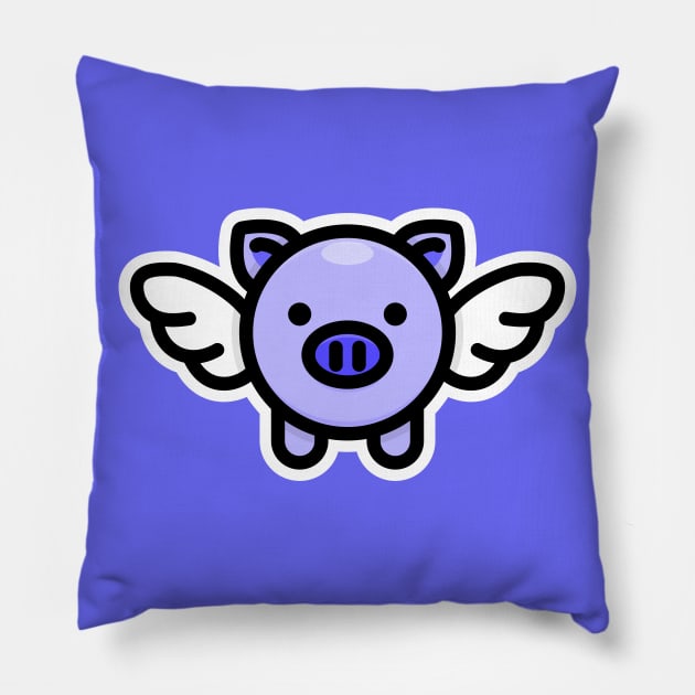 When Pigs Fly: Blue Pillow by Red Wolf