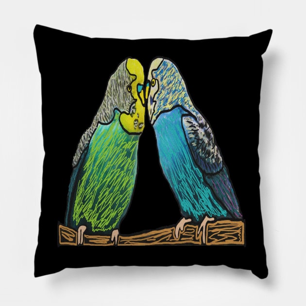 Budgie Pillow by Mark Ewbie