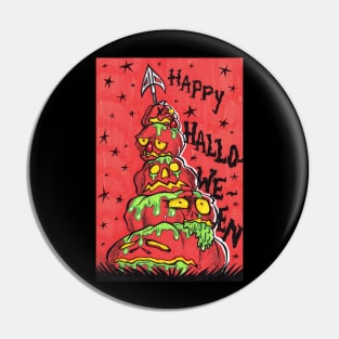 Creepy Halloween Impaled Oozing Pumpkins Pin