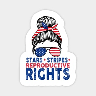 Messy Bun American Flag, Stars Stripes Reproductive Rights Magnet
