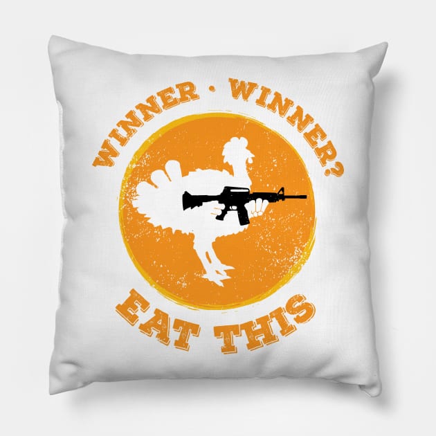 PUBG winner winner eat this armed chicken Pillow by atomguy