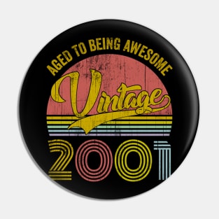 Classic 19th birthday for men women Vintage Rainbow 2001 Pin