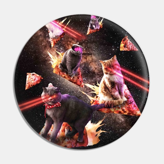 Galaxy Laser Cat - Space Pizza Cats with Lazer Eyes Pin by Random Galaxy