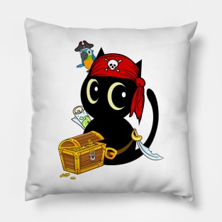 Funny Black cat is a pirate Pillow