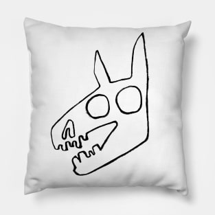 Hand-drawn animal skull black Pillow