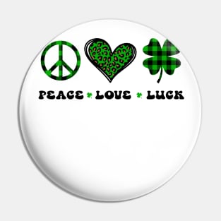 Peace Love Luck St Patrick's Day Pin