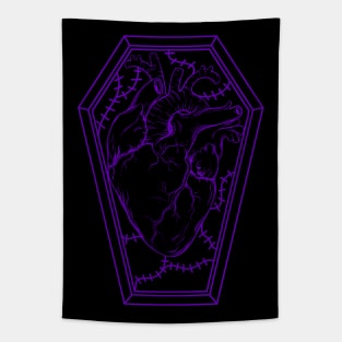Human Heart in a Coffin Purple Tapestry