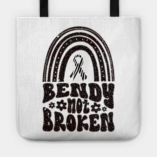 Ehlers-Danlos Syndrome Awareness Ribbon: Bendy Not Broken Black Boho Rainbow Tote