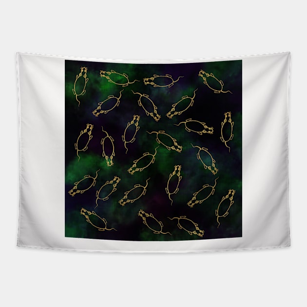 Curious Rats Neck Gator Rodent Rat Pattern Green Tapestry by DANPUBLIC