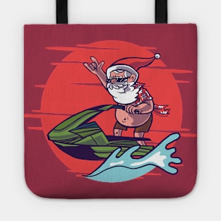 Jet Ski Santa Cartoon Tote