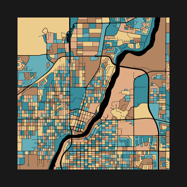 Saskatoon Map Pattern in Mid Century Pastel by PatternMaps