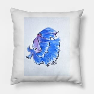 Art Doodle No. 37 Blue Betta Fish Pillow