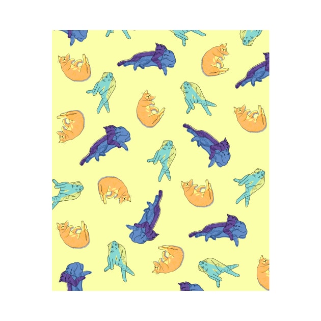 Cats Pattern - Baby Yellow Background by ursoleite