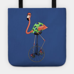 Unicycle pink flamingo Tote