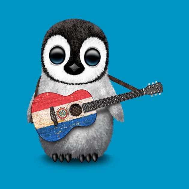 Baby Penguin Playing Paraguay Flag Guitar by jeffbartels