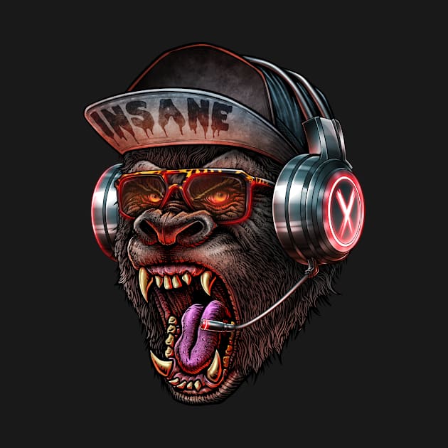 Kong head with headphone by LillyRise