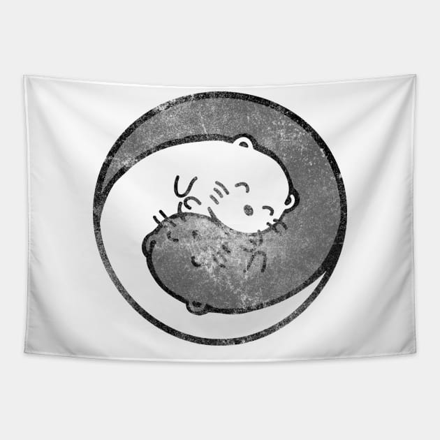 yinyang ying and yang otters vintage women cute cartoon kawaii Tapestry by theglaze